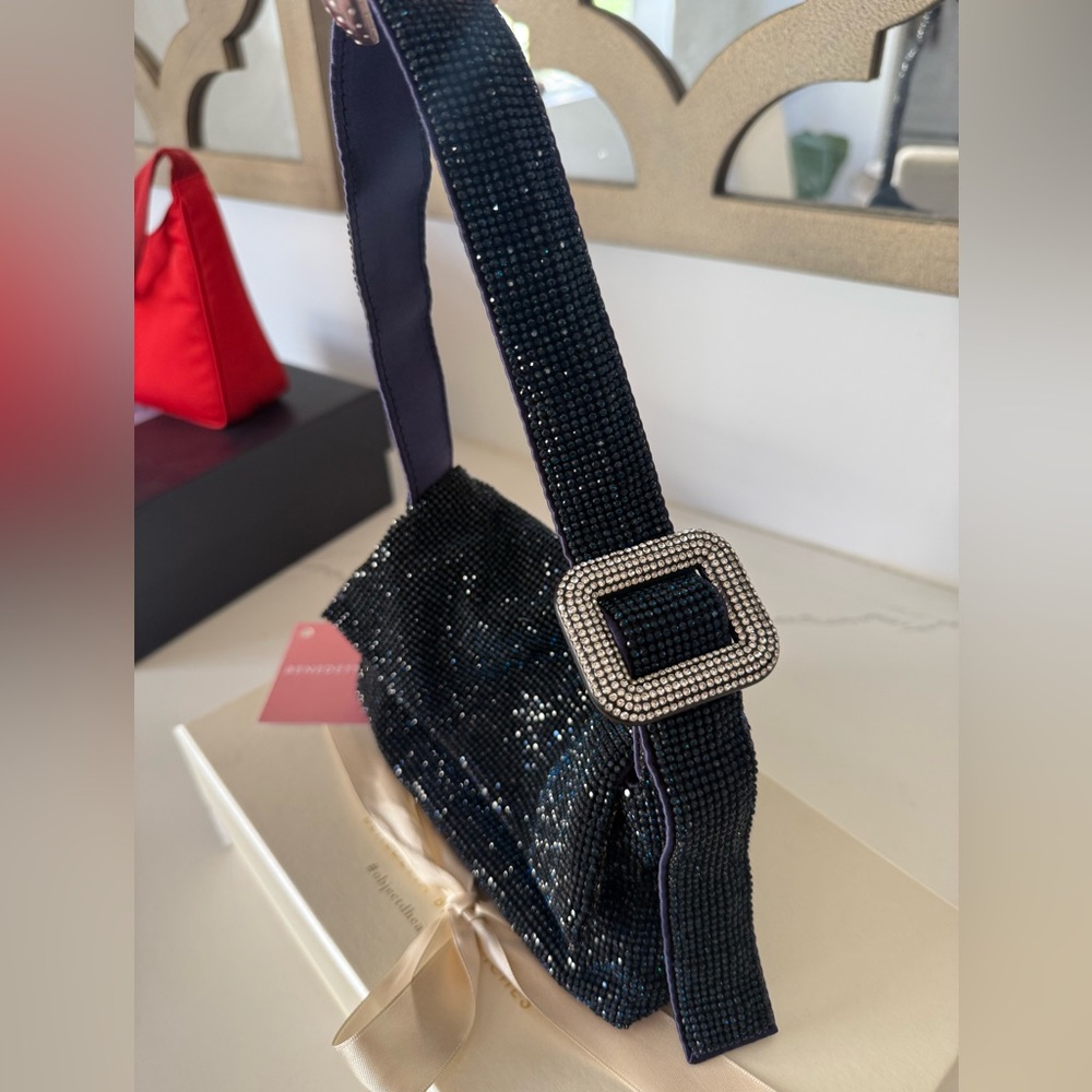 Benedetta Bruzziches le mignon Vitty mini beaded bag dark blue - Picture 5 of 13